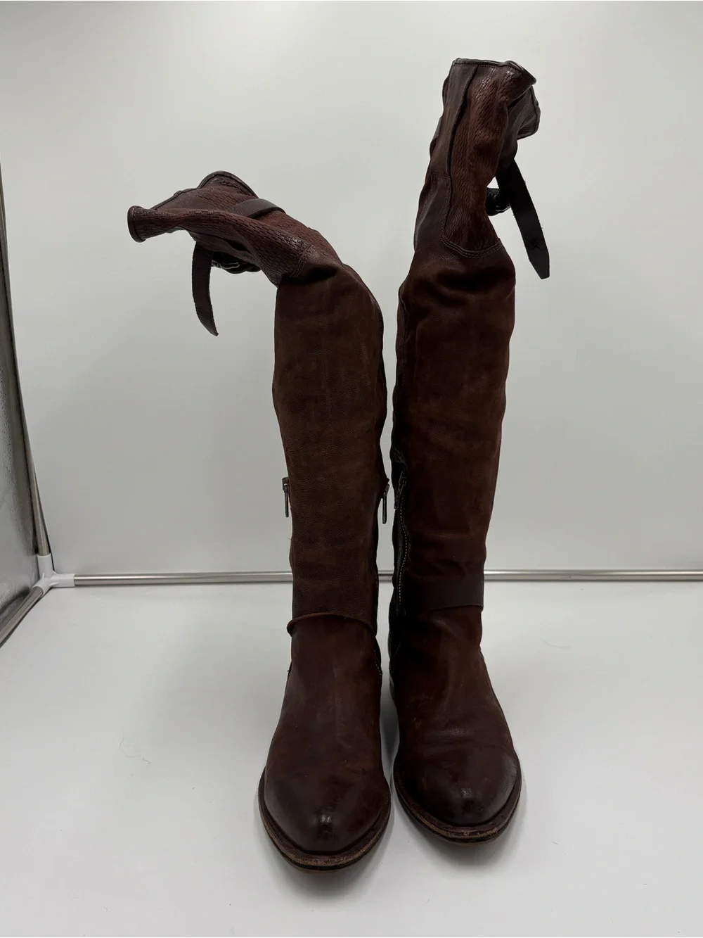 A.S. 98 Free People Royce Tall Over the Knee Brown Leather Boots Women 39 US 8.5